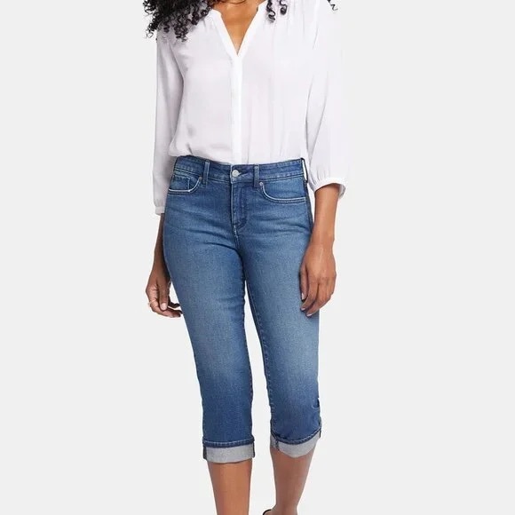 NYDJ Marilyn Straight crop jeans with cuffs - Picture 1 of 6